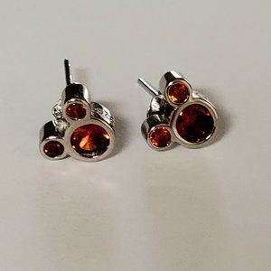 Silver Mickey Mouse red stone Earrings, S925